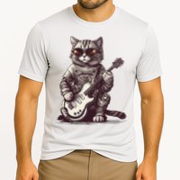 Cool Guitar Playing Cat with Glasses Band Rock Guitar Cooling Performance Crew T-Shirt