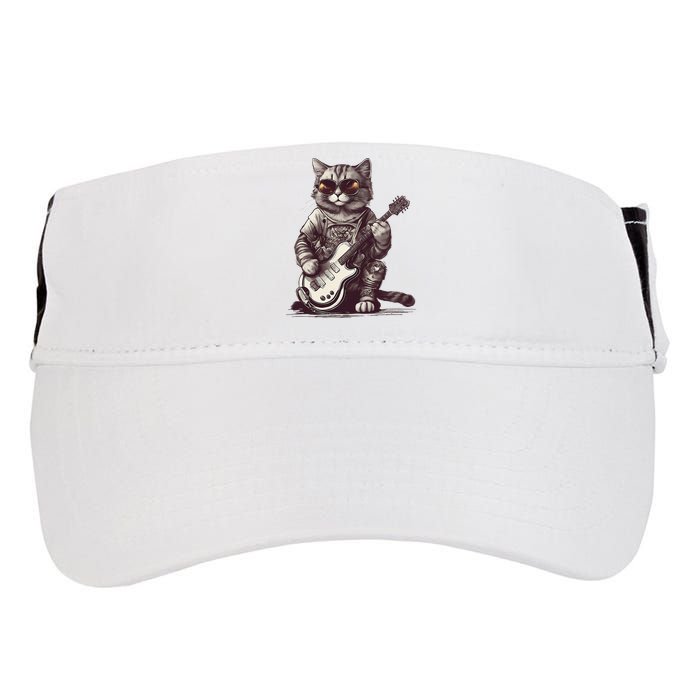 Cool Guitar Playing Cat with Glasses Band Rock Guitar Adult Drive Performance Visor