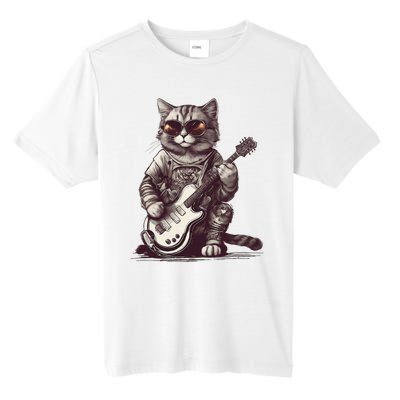 Cool Guitar Playing Cat with Glasses Band Rock Guitar Tall Fusion ChromaSoft Performance T-Shirt