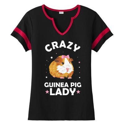 Crazy Guinea Pig Lady Ladies Halftime Notch Neck Tee