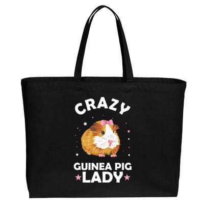 Crazy Guinea Pig Lady Cotton Canvas Jumbo Tote