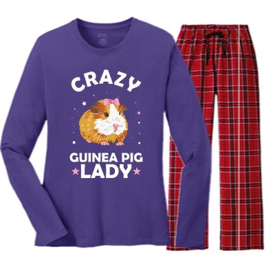 Crazy Guinea Pig Lady Women's Long Sleeve Flannel Pajama Set 