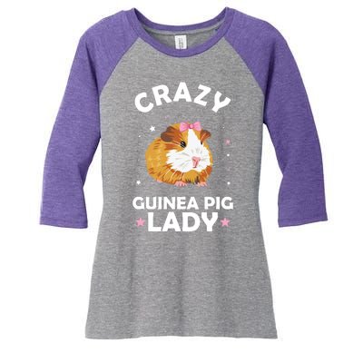 Crazy Guinea Pig Lady Women's Tri-Blend 3/4-Sleeve Raglan Shirt