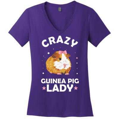 Crazy Guinea Pig Lady Women's V-Neck T-Shirt