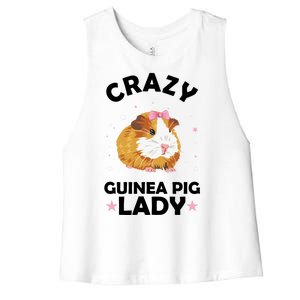 Crazy Guinea Pig Lady Women's Racerback Cropped Tank