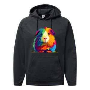 Cute Guinea Pig Rainbow Design For Guinea Pig Lovers Performance Fleece Hoodie