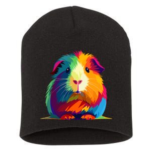 Cute Guinea Pig Rainbow Design For Guinea Pig Lovers Short Acrylic Beanie