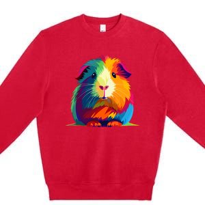 Cute Guinea Pig Rainbow Design For Guinea Pig Lovers Premium Crewneck Sweatshirt