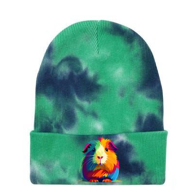 Cute Guinea Pig Rainbow Design For Guinea Pig Lovers Tie Dye 12in Knit Beanie