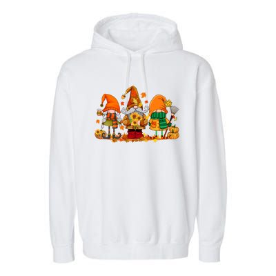 Cute Gnomes Pumpkin Fall Season Autumn Happy Thanksgiving Gift Garment-Dyed Fleece Hoodie