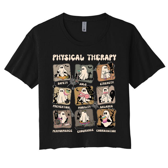 Cute Ghost Physical Therapy PT Physical Therapist Halloween Women's Crop Top Tee