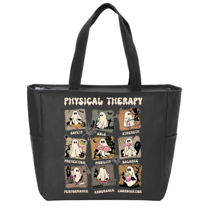 Cute Ghost Physical Therapy PT Physical Therapist Halloween Zip Tote Bag