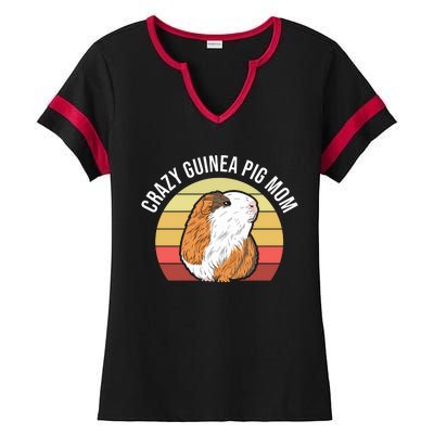 Crazy Guinea Pig Mom Ladies Halftime Notch Neck Tee