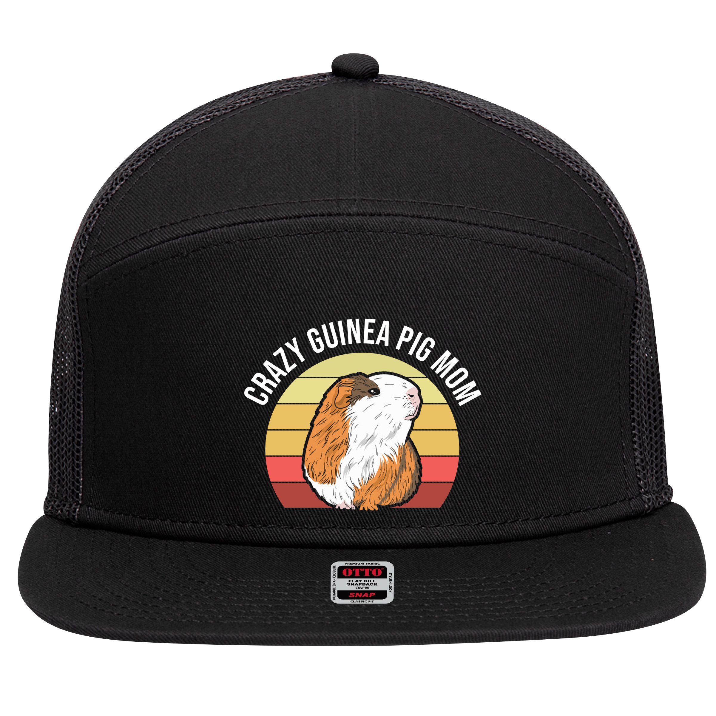 Crazy Guinea Pig Mom 7 Panel Mesh Trucker Snapback Hat