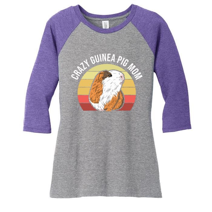 Crazy Guinea Pig Mom Women's Tri-Blend 3/4-Sleeve Raglan Shirt