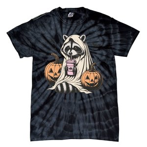 Cute Ghost Pumpkin Halloween Raccoon Costume Raccoon Gift Tie-Dye T-Shirt