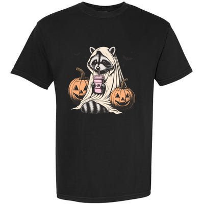 Cute Ghost Pumpkin Halloween Raccoon Costume Raccoon Lovers Garment-Dyed Heavyweight T-Shirt