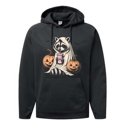 Cute Ghost Pumpkin Halloween Raccoon Costume Raccoon Lovers Performance Fleece Hoodie