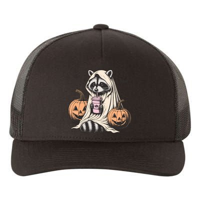 Cute Ghost Pumpkin Halloween Raccoon Costume Raccoon Lovers Yupoong Adult 5-Panel Trucker Hat