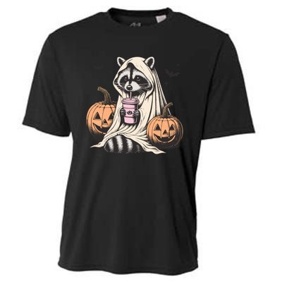 Cute Ghost Pumpkin Halloween Raccoon Costume Raccoon Lovers Cooling Performance Crew T-Shirt