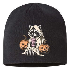 Cute Ghost Pumpkin Halloween Raccoon Costume Raccoon Lovers Sustainable Beanie