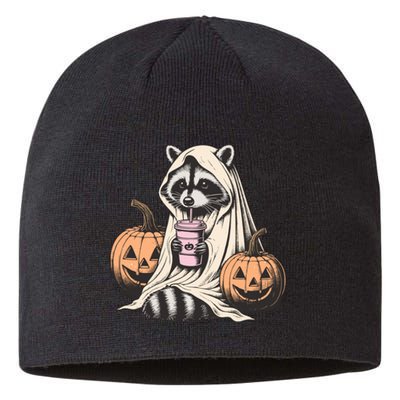 Cute Ghost Pumpkin Halloween Raccoon Costume Raccoon Lovers Sustainable Beanie