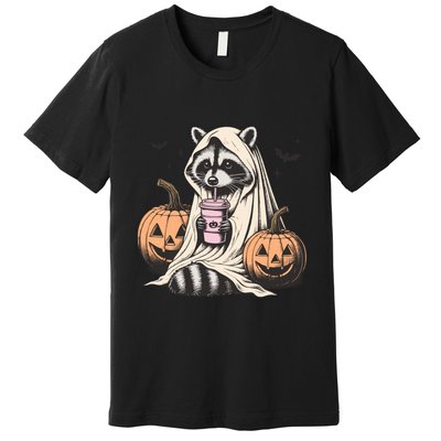 Cute Ghost Pumpkin Halloween Raccoon Costume Raccoon Lovers Premium T-Shirt