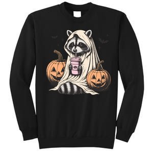 Cute Ghost Pumpkin Halloween Raccoon Costume Raccoon Lovers Tall Sweatshirt