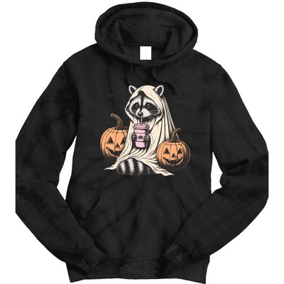 Cute Ghost Pumpkin Halloween Raccoon Costume Raccoon Lovers Tie Dye Hoodie