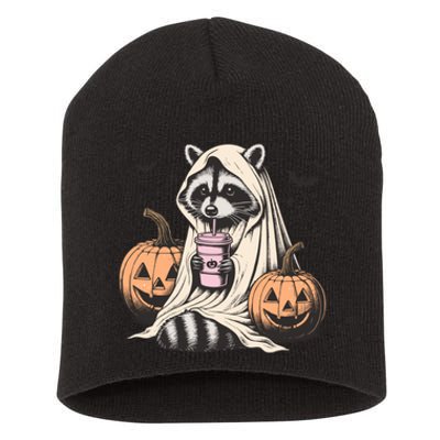 Cute Ghost Pumpkin Halloween Raccoon Costume Raccoon Lovers Short Acrylic Beanie