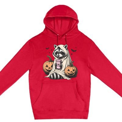 Cute Ghost Pumpkin Halloween Raccoon Costume Raccoon Lovers Premium Pullover Hoodie