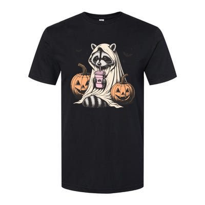 Cute Ghost Pumpkin Halloween Raccoon Costume Raccoon Lovers Softstyle CVC T-Shirt