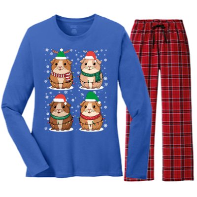 Cute Guinea Pigs Family Matching Christmas Gift Women's Long Sleeve Flannel Pajama Set 