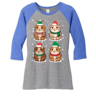 Cute Guinea Pigs Family Matching Christmas Gift Women's Tri-Blend 3/4-Sleeve Raglan Shirt