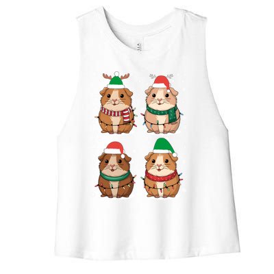 Cute Guinea Pigs Family Matching Christmas Gift Women's Racerback Cropped Tank