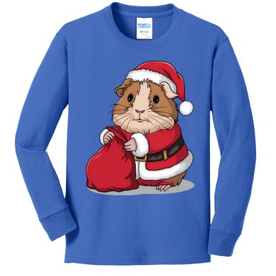 Cute Guinea Pig Christmas Santa Claus Kids Long Sleeve Shirt