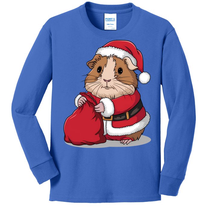 Cute Guinea Pig Christmas Santa Claus Kids Long Sleeve Shirt