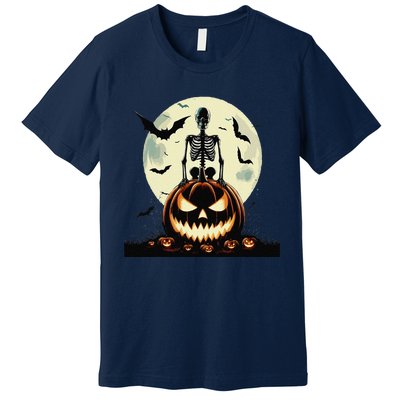 Cute Goth Pumpkin Head Skeleton For Autumn Lovers Premium T-Shirt