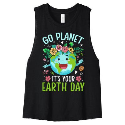 Cute Go Planet Its Your Earth Birthday Day 2024 Teacher Women's Racerback Cropped Tank