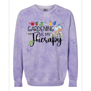 Cool Garden Plant Owner Gardening Is My Therapy Funny Saying Colorblast Crewneck Sweatshirt