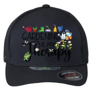 Cool Garden Plant Owner Gardening Is My Therapy Funny Saying Flexfit Unipanel Trucker Cap