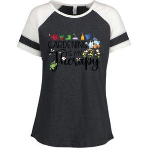 Cool Garden Plant Owner Gardening Is My Therapy Funny Saying Enza Ladies Jersey Colorblock Tee