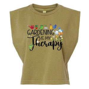 Cool Garden Plant Owner Gardening Is My Therapy Funny Saying Garment-Dyed Women's Muscle Tee