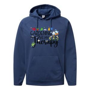 Cool Garden Plant Owner Gardening Is My Therapy Funny Saying Performance Fleece Hoodie