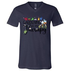 Cool Garden Plant Owner Gardening Is My Therapy Funny Saying V-Neck T-Shirt