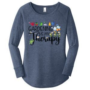 Cool Garden Plant Owner Gardening Is My Therapy Funny Saying Women's Perfect Tri Tunic Long Sleeve Shirt