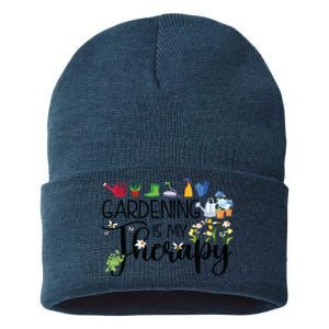 Cool Garden Plant Owner Gardening Is My Therapy Funny Saying Sustainable Knit Beanie