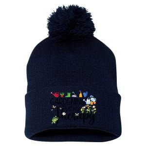 Cool Garden Plant Owner Gardening Is My Therapy Funny Saying Pom Pom 12in Knit Beanie