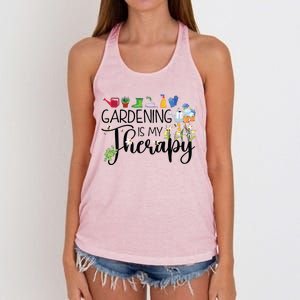 Cool Garden Plant Owner Gardening Is My Therapy Funny Saying Women's Knotted Racerback Tank