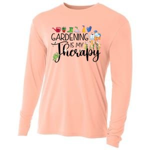 Cool Garden Plant Owner Gardening Is My Therapy Funny Saying Cooling Performance Long Sleeve Crew